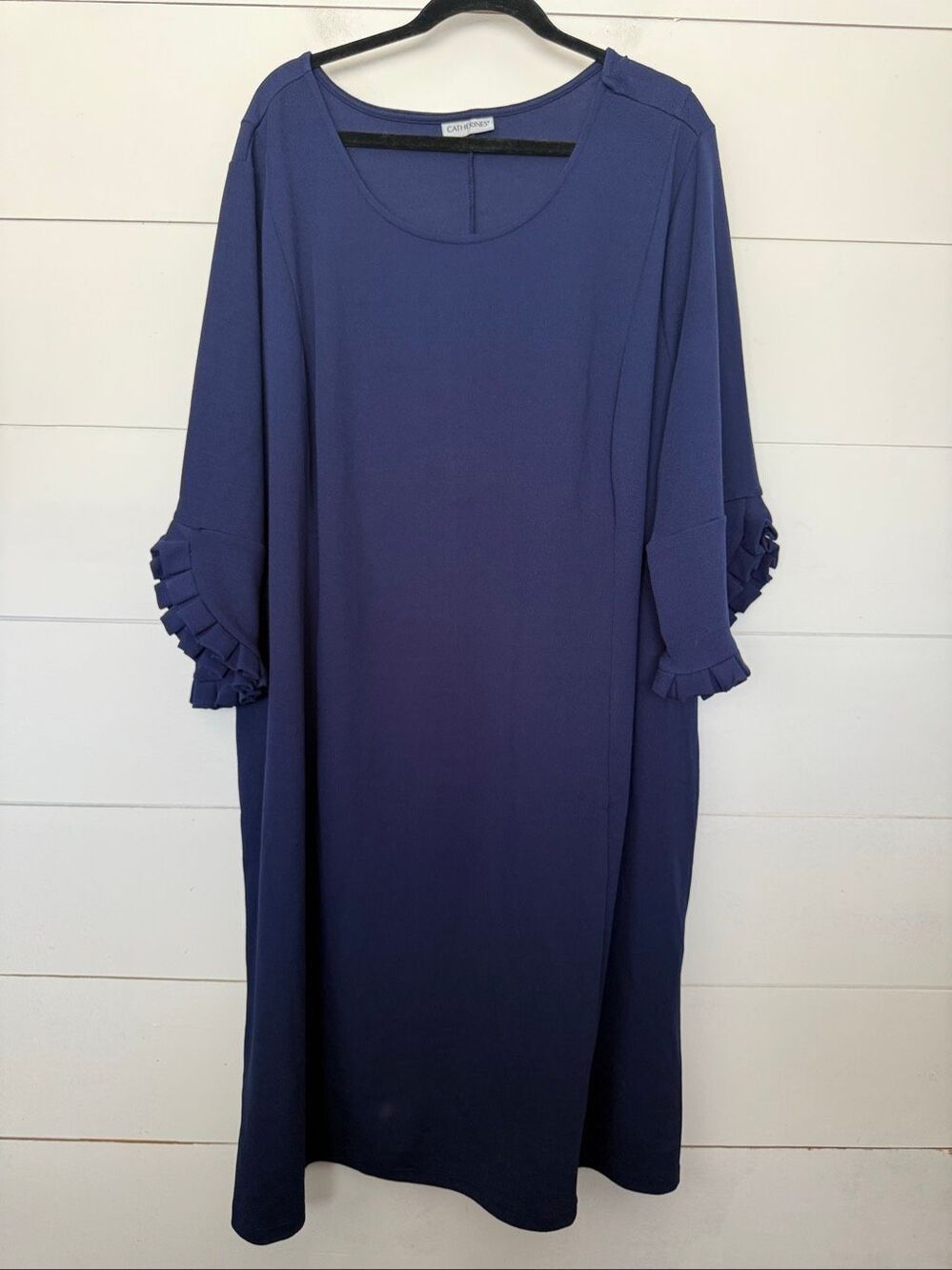 Catherine’s Women’s 4X Bluish Purple Ruffle Sleeve Dress Plus Size Stretchy